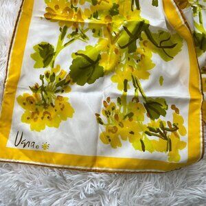 Vintage Vera Nylon Rectangular Scarf  Butter Yellow Watercolor Flowers Japan‎
